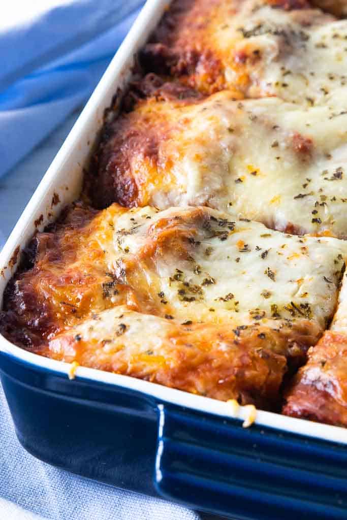 gluten-free lasagna cut into slices