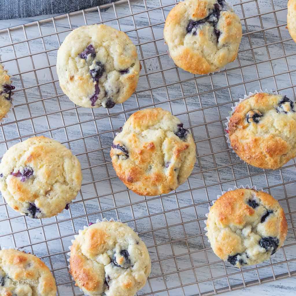 close up view of gluten free muffins cooling on wire rack