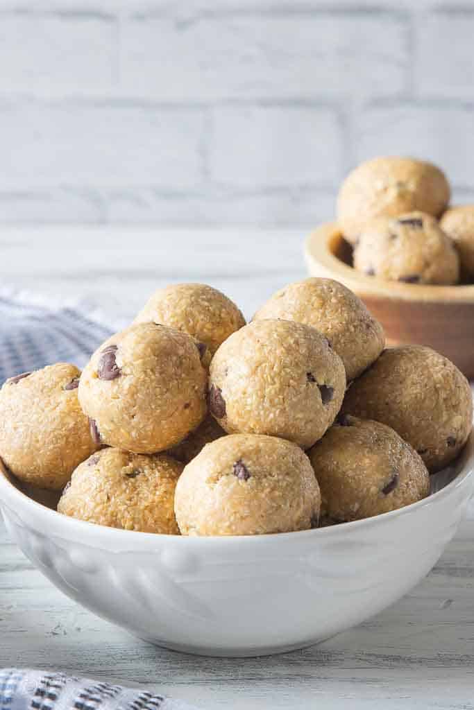 gluten free cookie dough bites in bowl