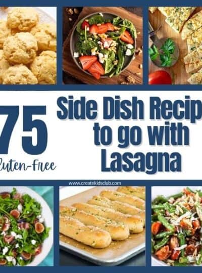 6 pictures of side dish recipes that go with lasagna.