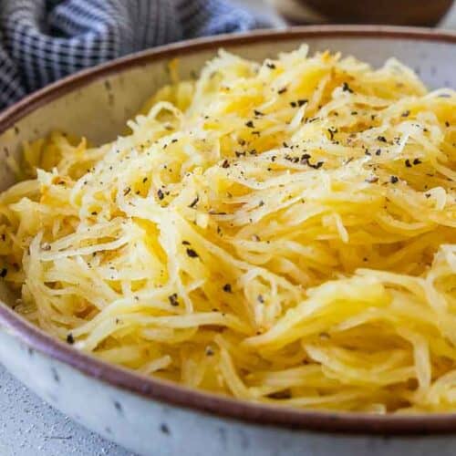 shredded spaghetti squash in bowl