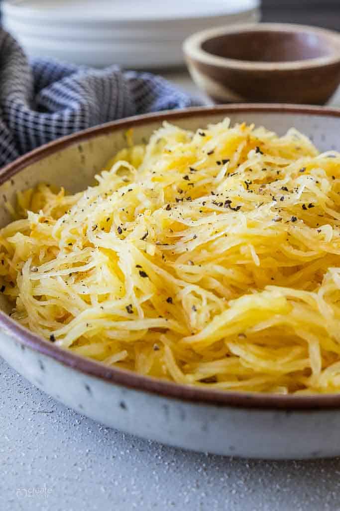 shredded spaghetti squash in bowl