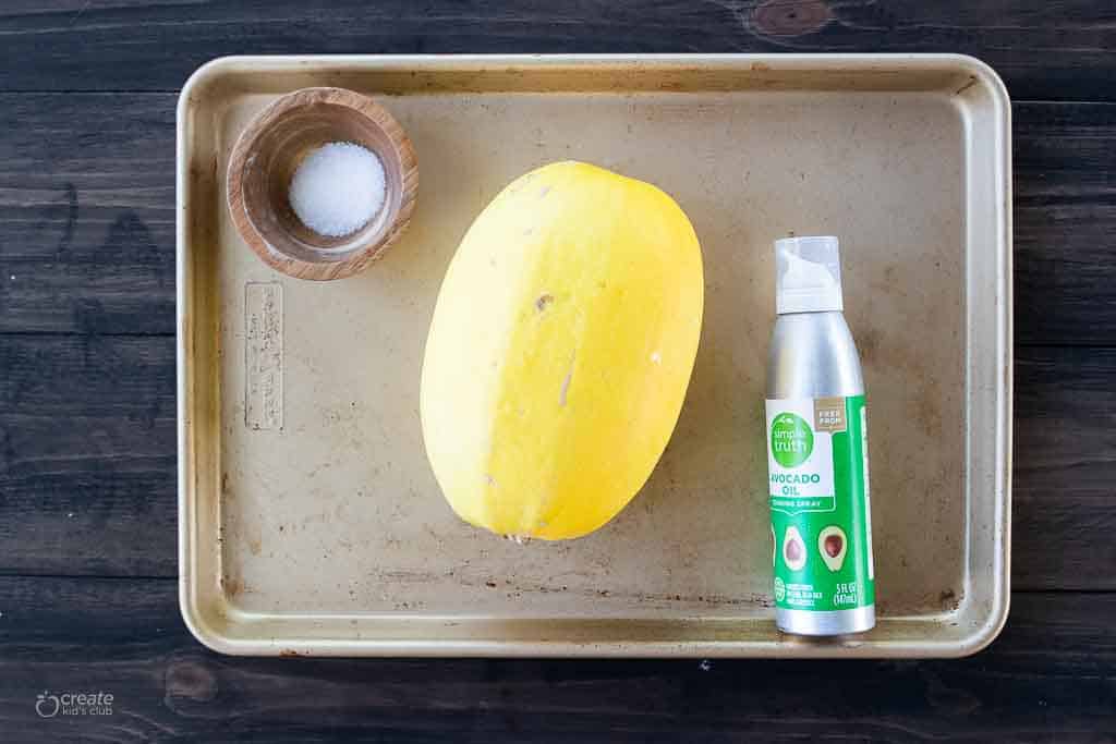 ingredients for air fryer spaghetti squash on sheet pan