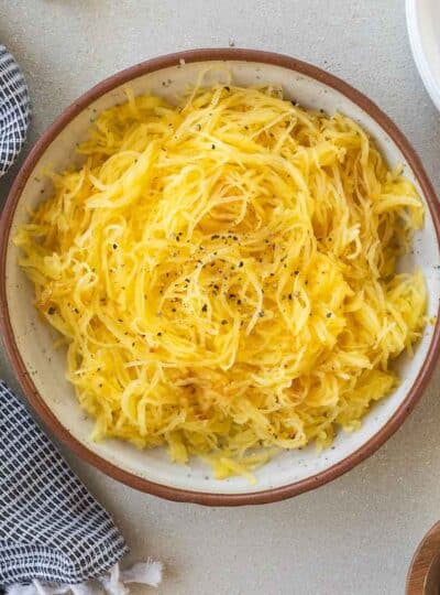 shredded spaghetti squash in bowl