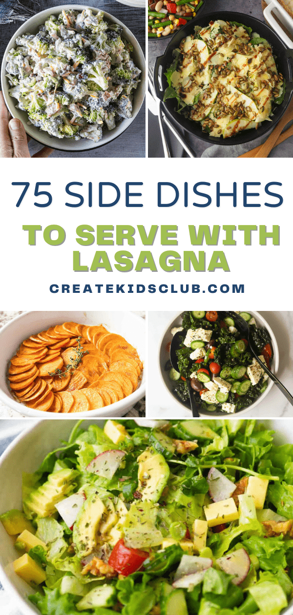Pinterest image of multiple lasagna side dishes