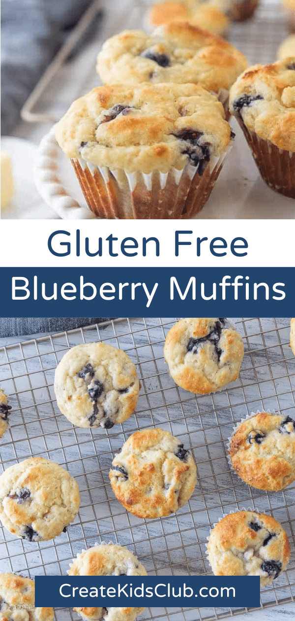 two Pinterest images of gluten free blueberry muffins