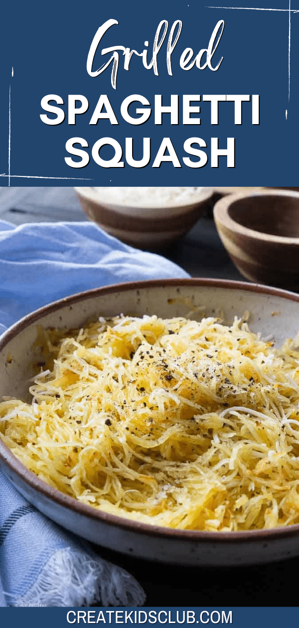 Pinterest image of grilled spaghetti squash