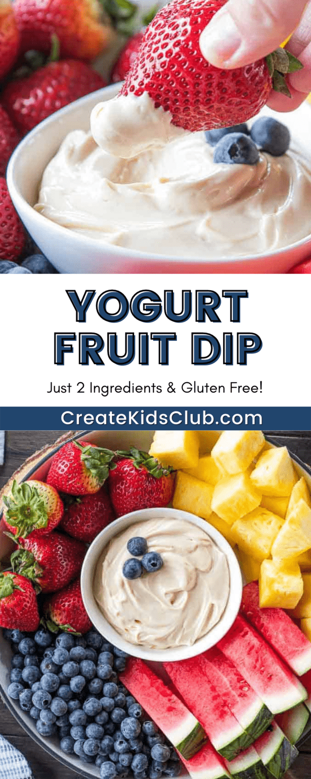 two Pinterest of yogurt fruit dip