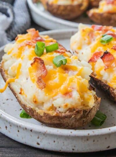 air fryer twice baked potatoes on plate