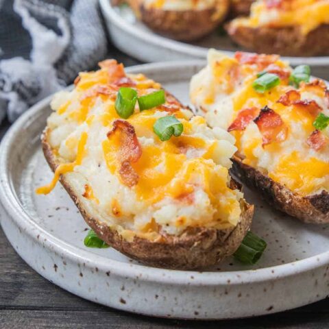 air fryer twice baked potatoes on plate