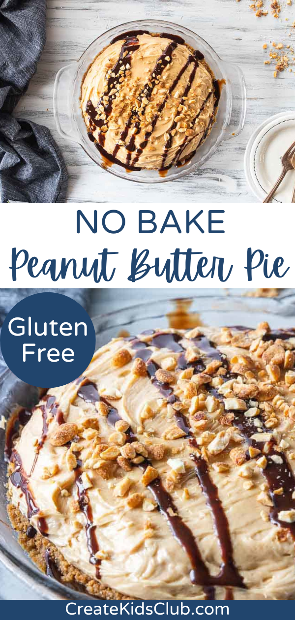 two Pinterest images of no bake peanut butter pie