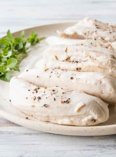 boiled chicken tenders on a plate