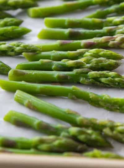 close up view of frozen asparagus