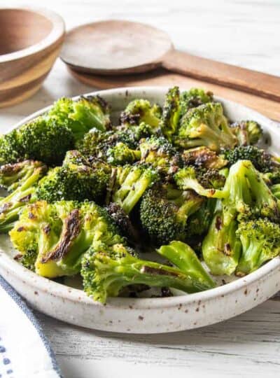 roasted broccoli florets on plate