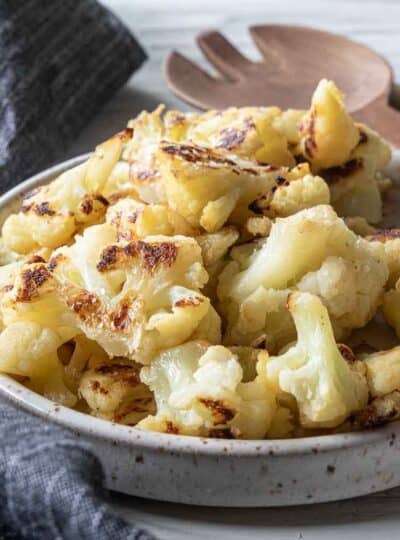 roasted frozen cauliflower on plate