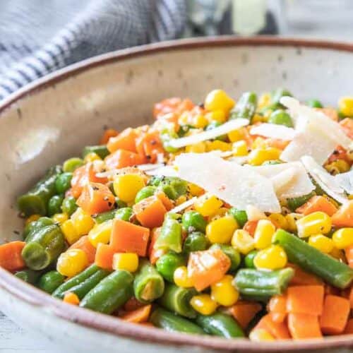 mixed vegetables in a serving bowl