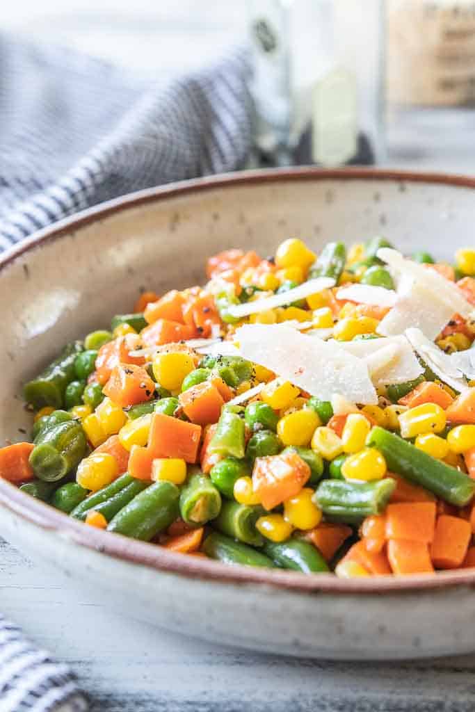 mixed vegetables in a serving bowl