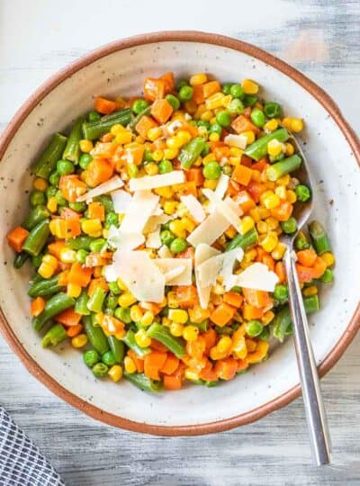 frozen mixed vegetables in a serving bowl