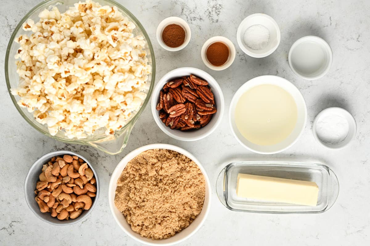 ingredients for pumpkin spice popcorn