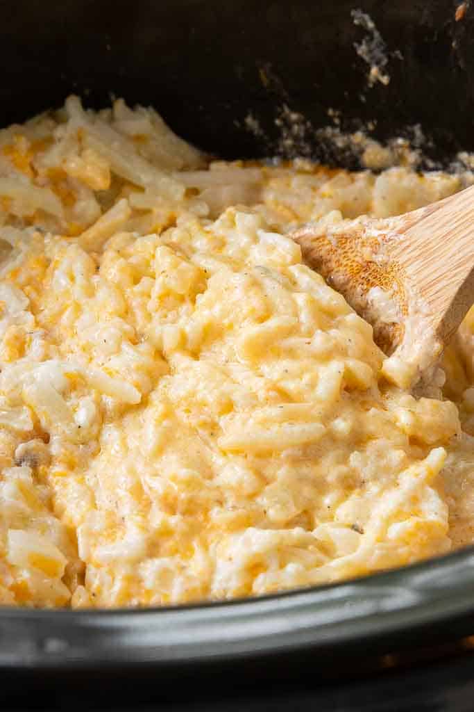 cheesy potatoes in a crockpot