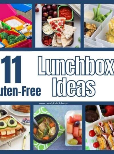 6 pictures of gluten free lunchbox ideas.