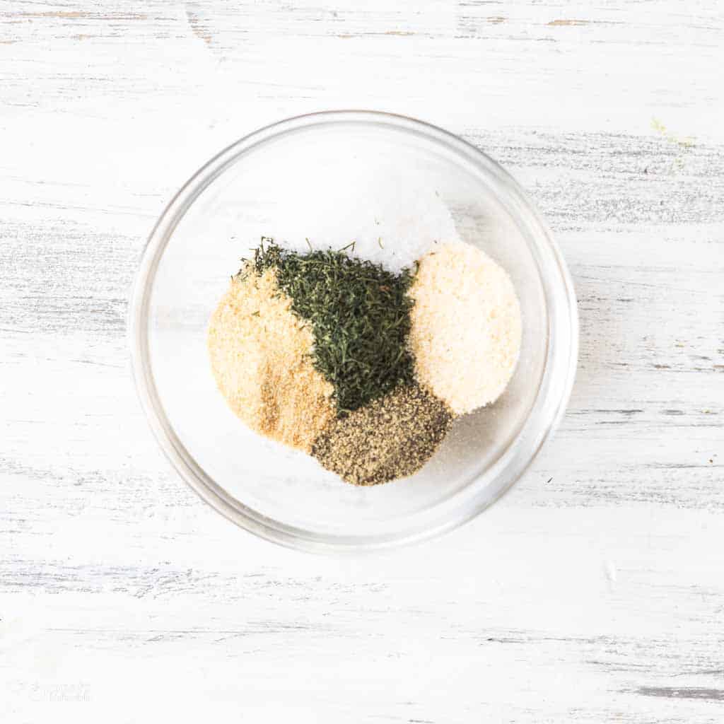 spices in mixing bowl for fish