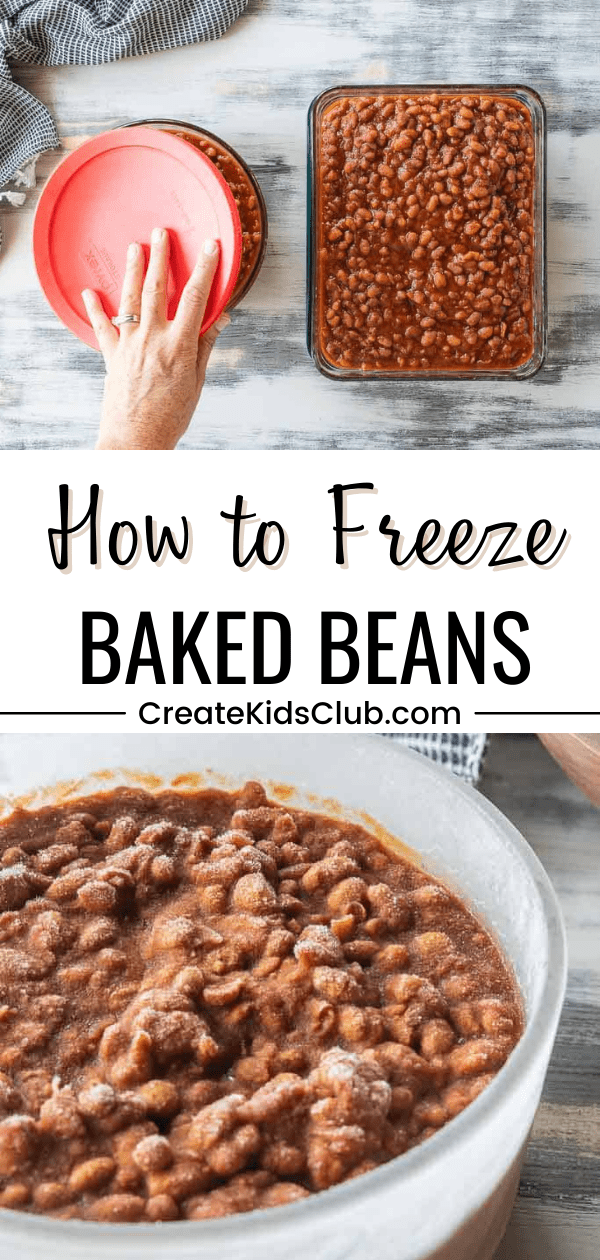 Pinterest image of how to freeze baked beans