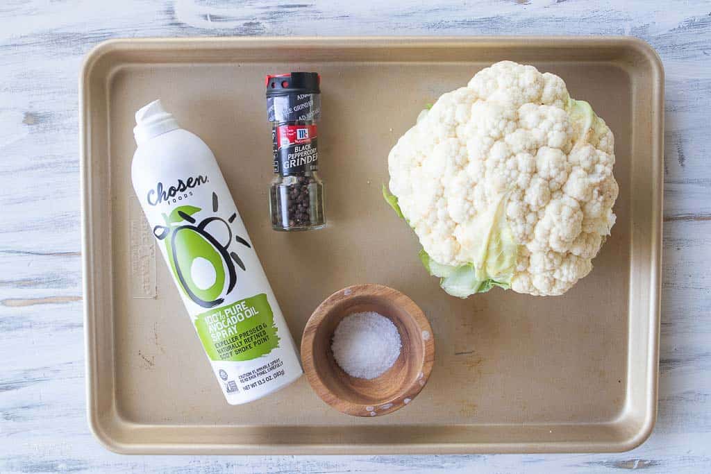 ingredients for air fryer cauliflower on sheet pan