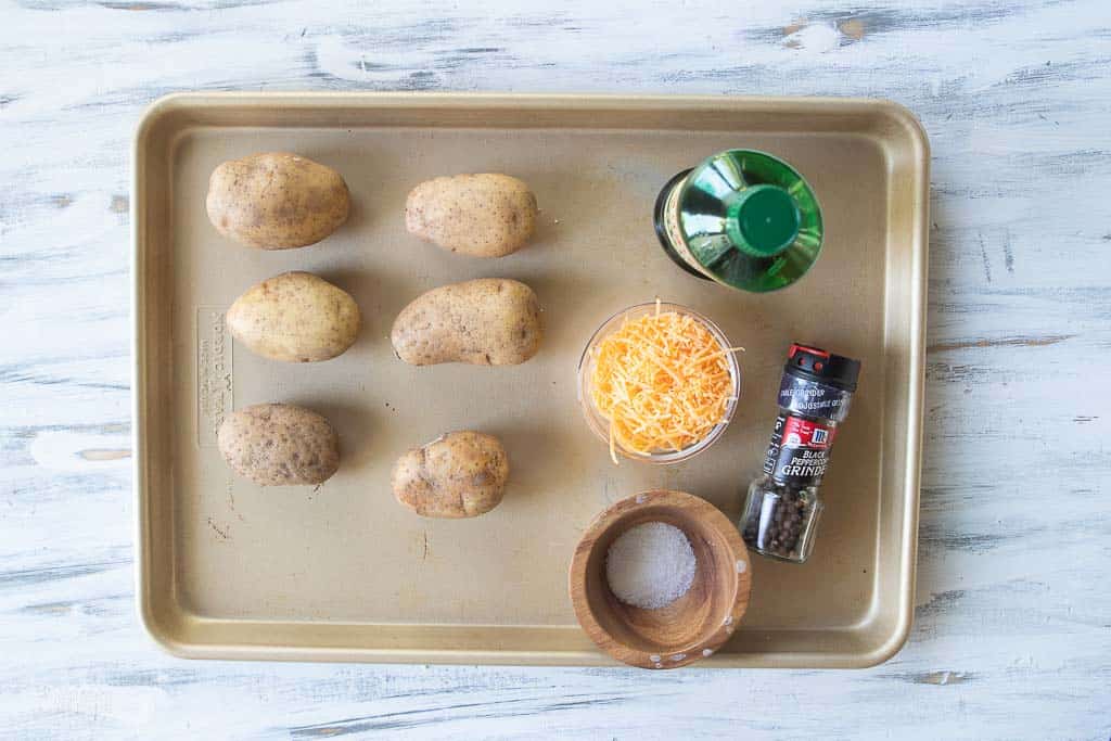 ingredients for air fryer potato skins on sheet pan