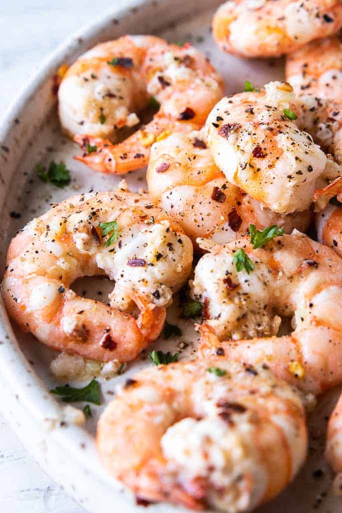 air fryer shrimp on a plate