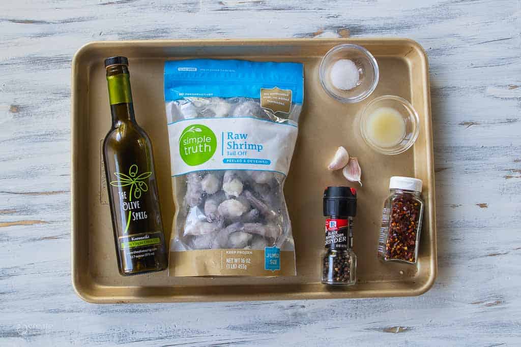 ingredients for air fryer shrimp on sheet pan