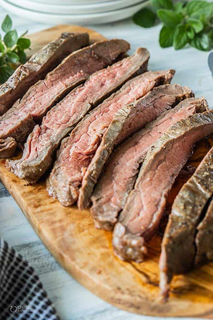 sliced broiled flank steak