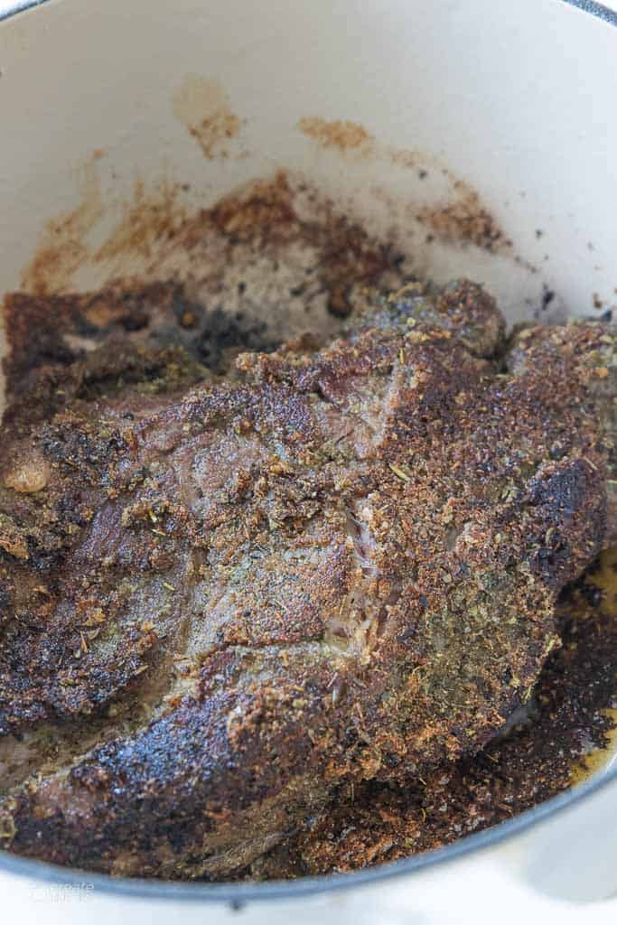 chuck roast in pot