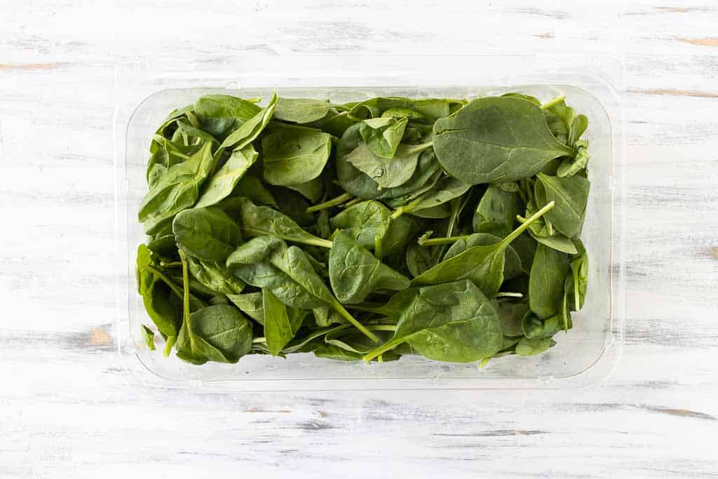fresh spinach in container