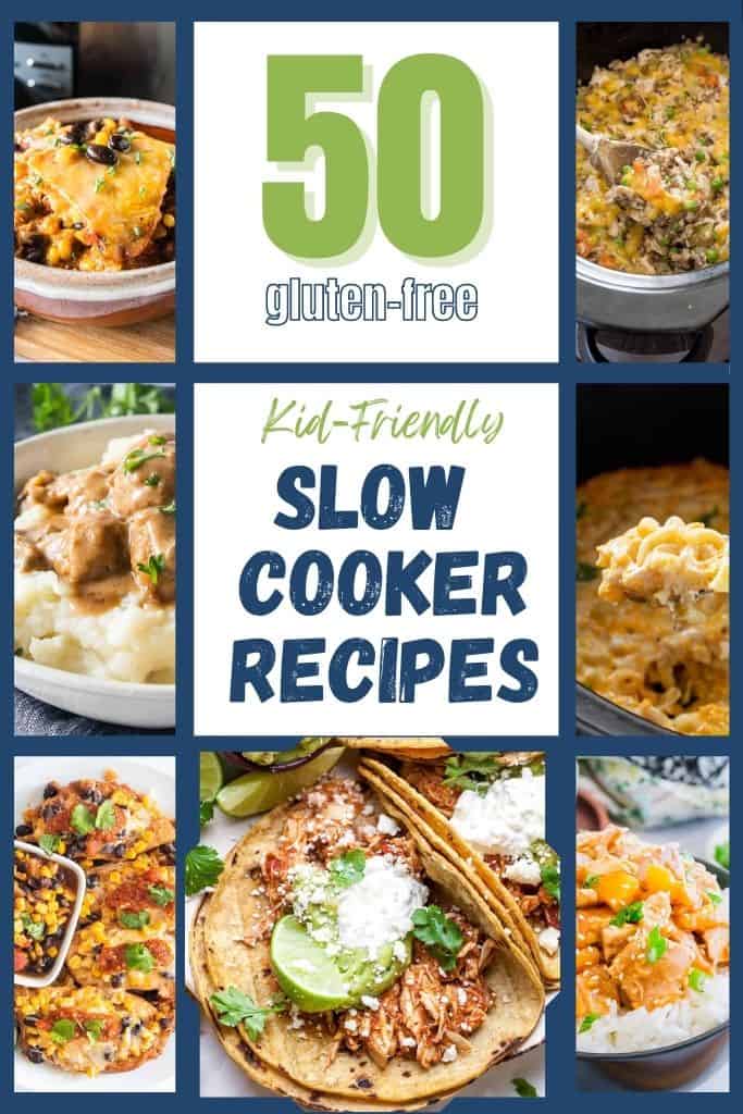 7 pictures of kid friendly slow cooker recipes.