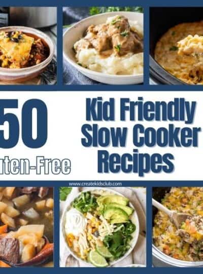 6 pictures of kid friendly slow cooker recipes.