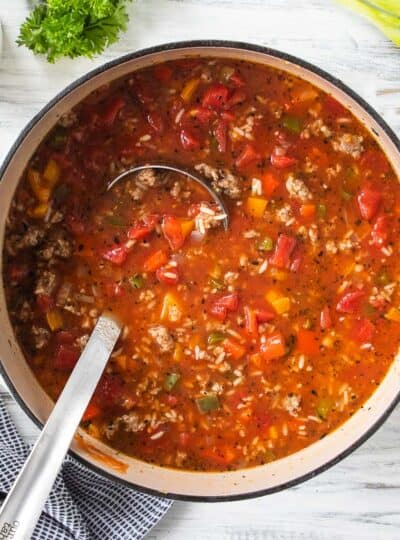 ladle in stuffed pepper soup