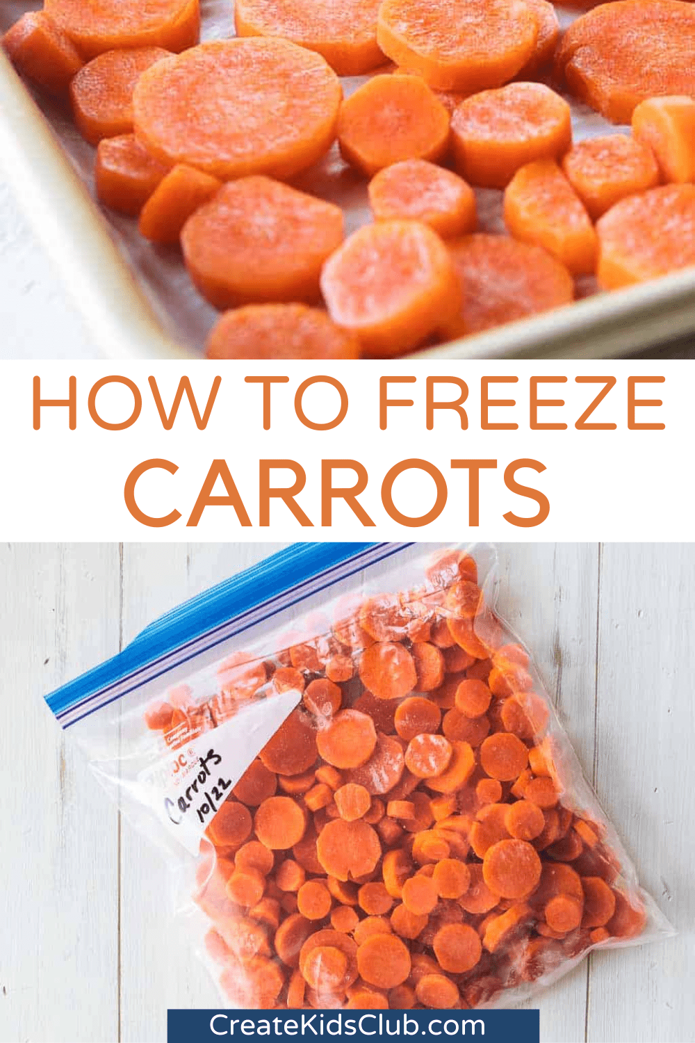 Pinterest image of how to freeze carrots