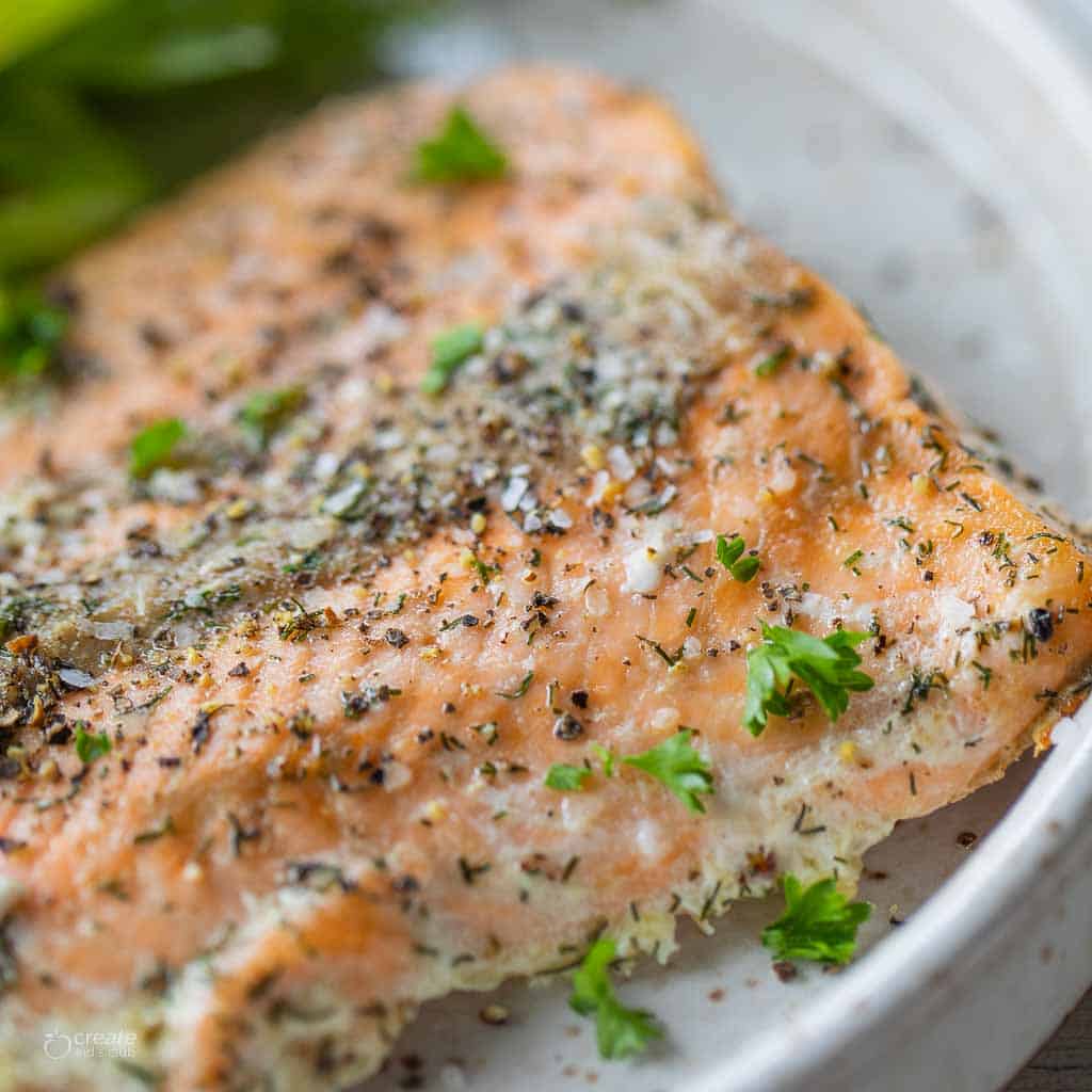 air fryer salmon on plate