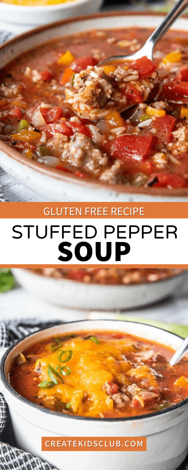 Pinterest image of stuffed pepper soup