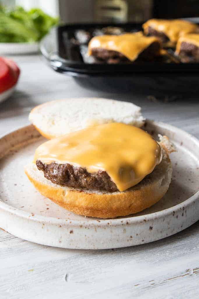 broiled cheeseburger on gluten free bun