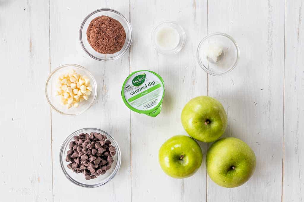 ingredients for caramel apple slices