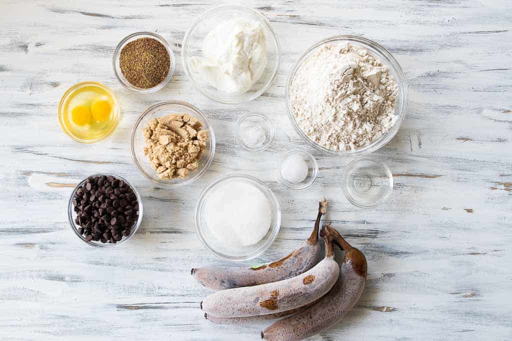 ingredients for gluten free banana muffins