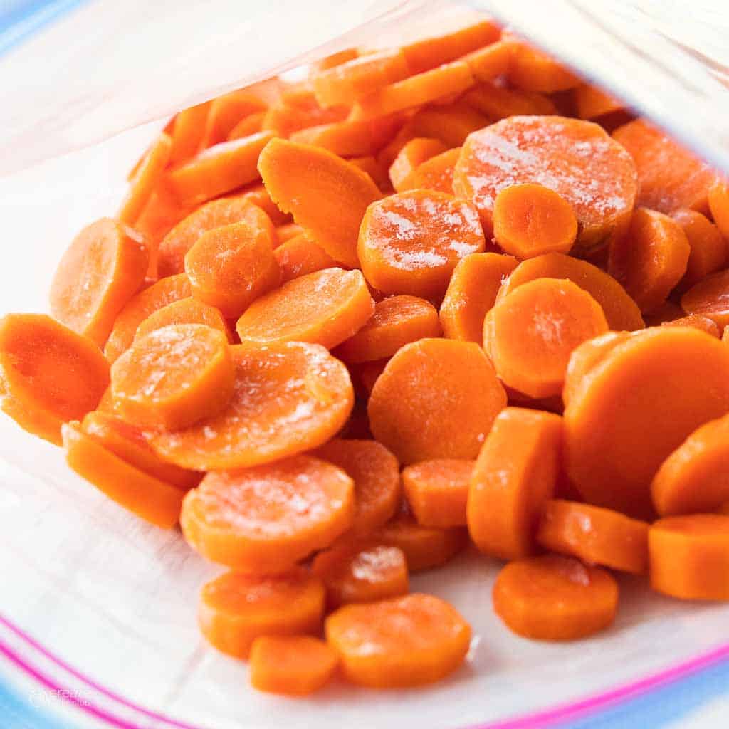 frozen carrots in Ziploc bag