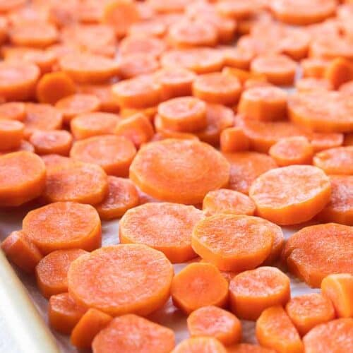 frozen carrots on sheet pan