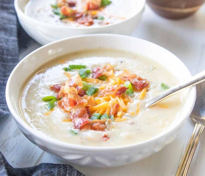 bowls of loaded potato soup
