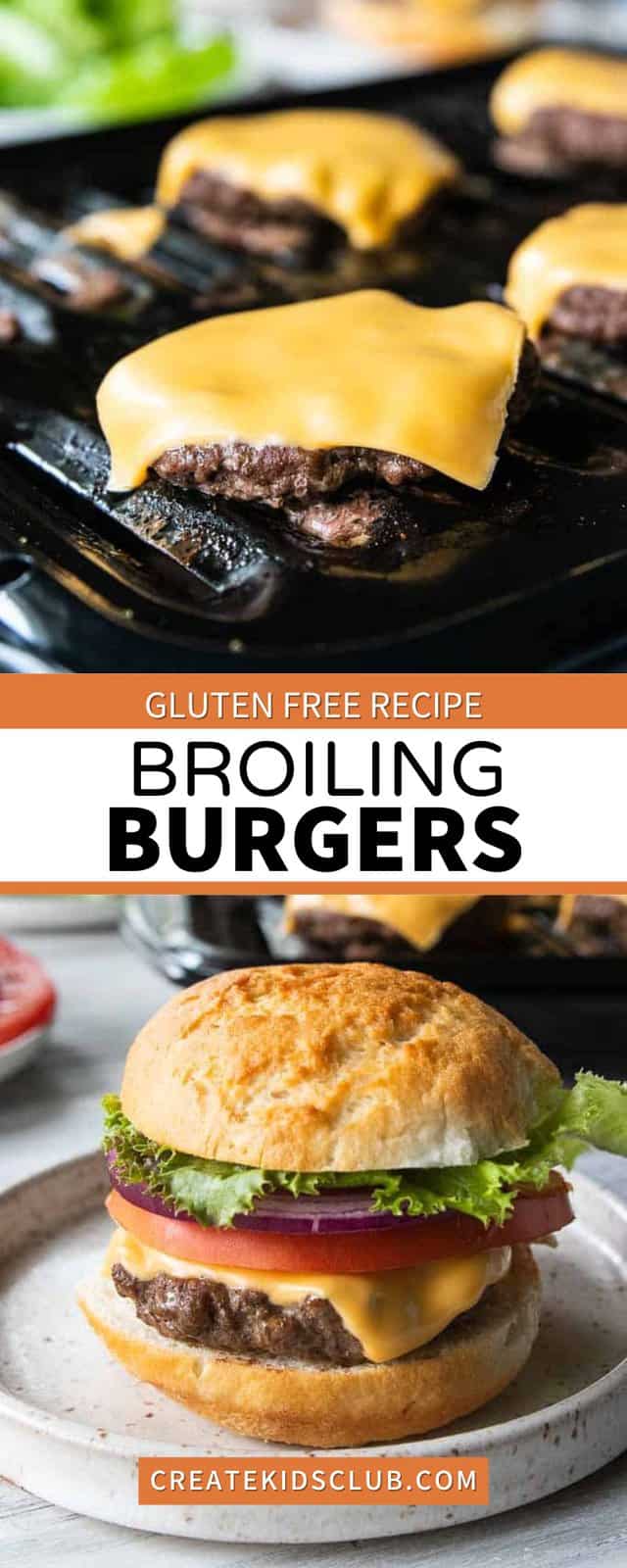 Pinterest image of broiling burgers