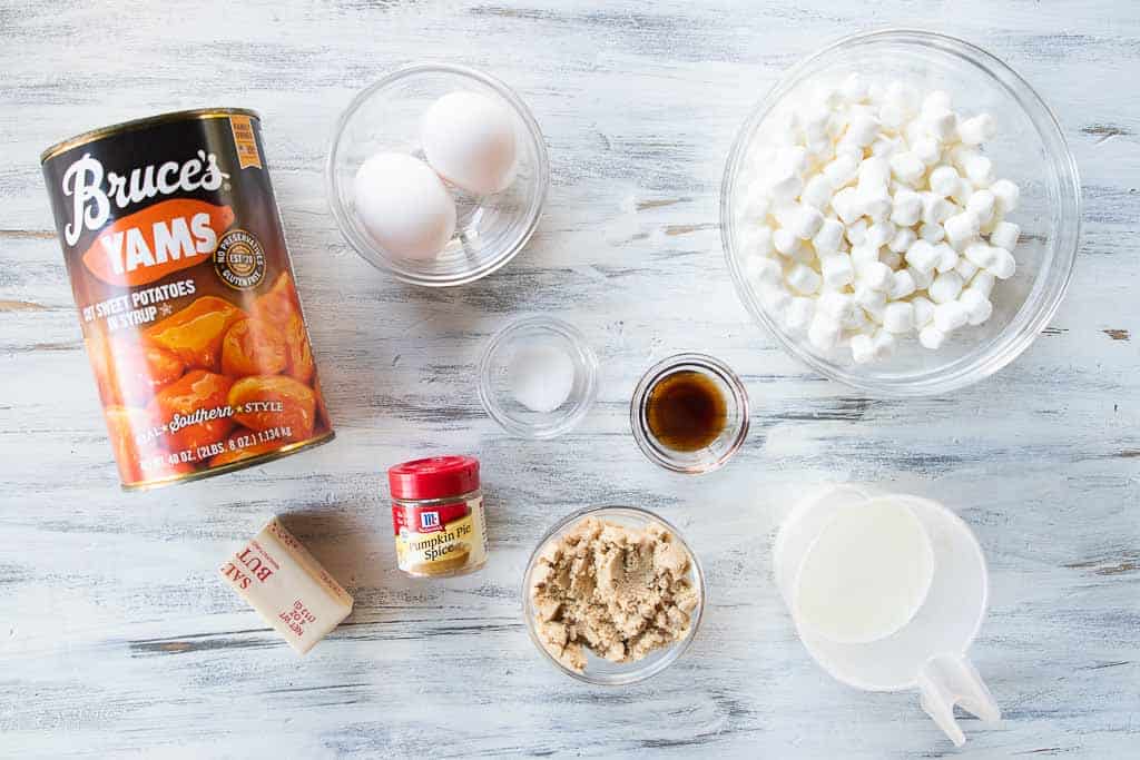 ingredients for easy sweet potato casserole