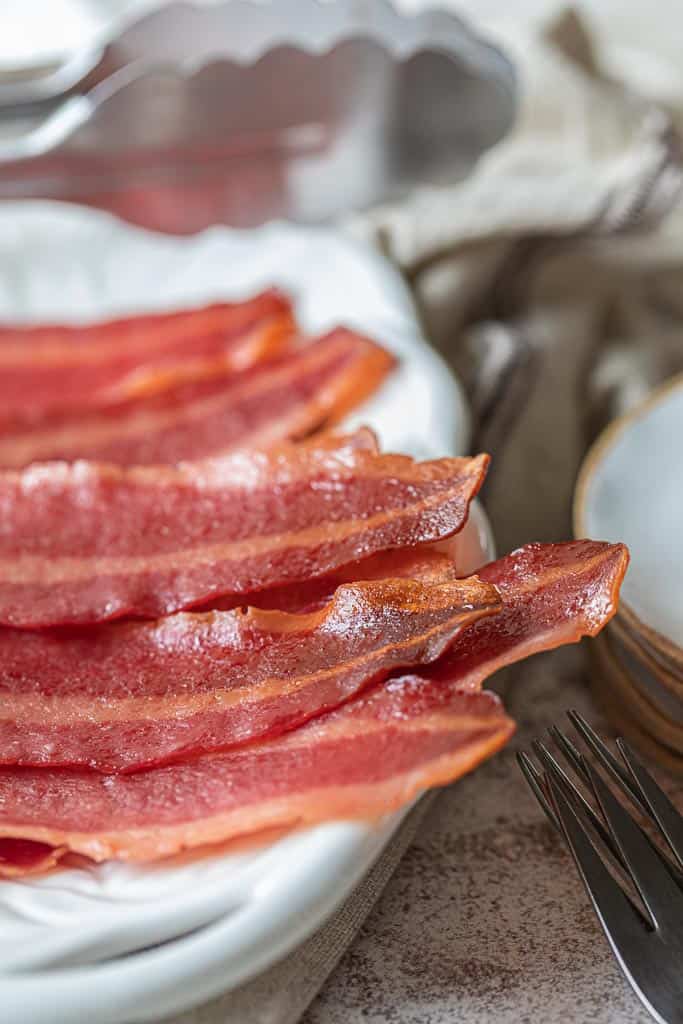 crispy turkey bacon on plate