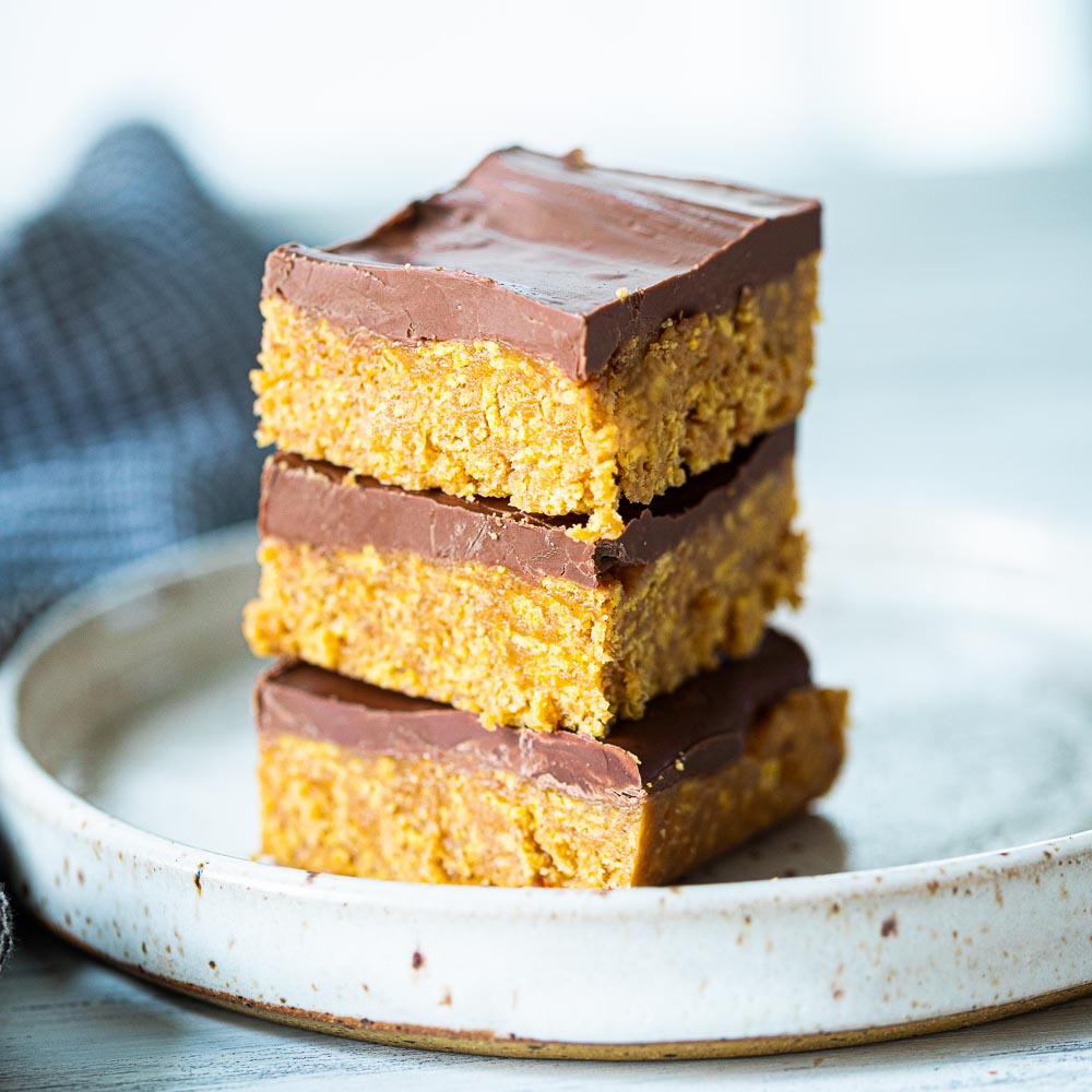 peanut butter bars stacked